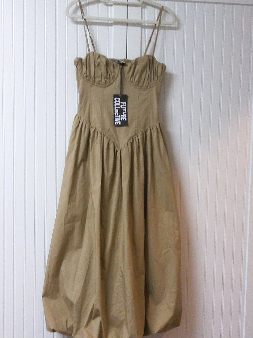 NEW Cotton Corset Dress XS Future Collective Beige/Sand New With Tags